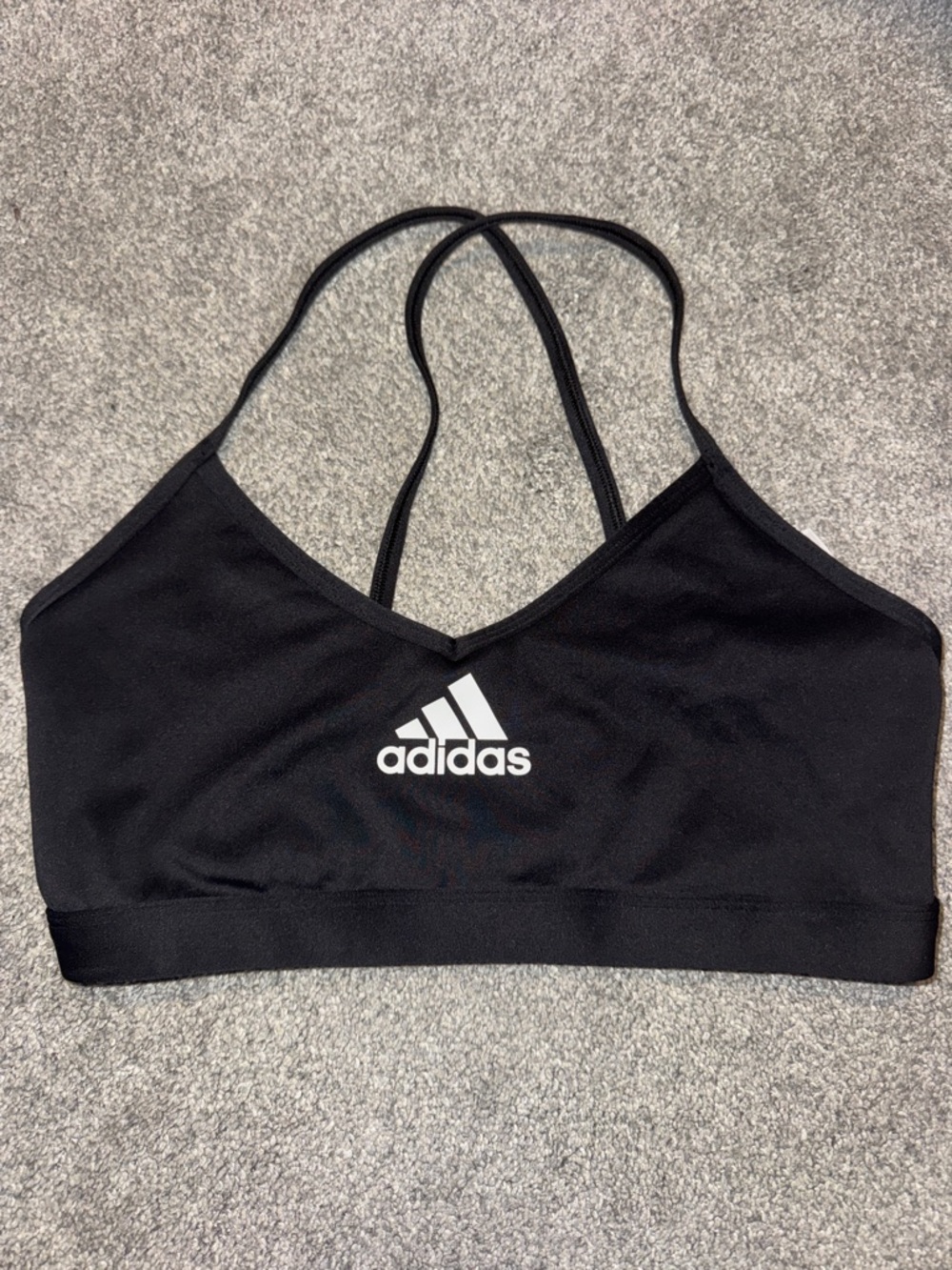 adidas Black Strappy Lightweight Sports Bra with White Logo